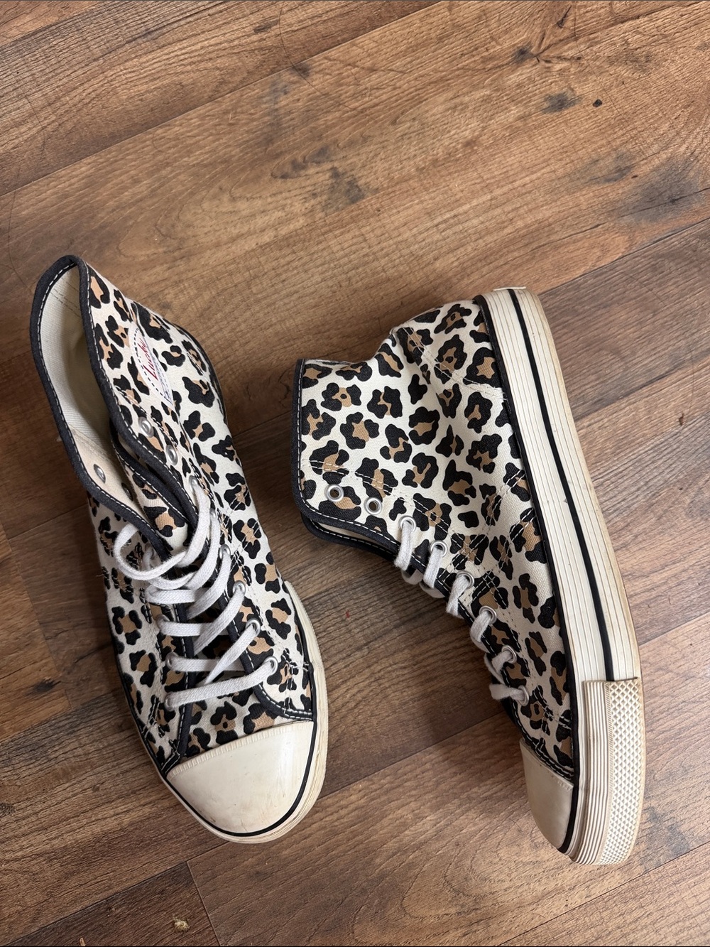Converse Leopard Print High-Top Sneakers - Black, Tan, Cream - Picture 5 of 7